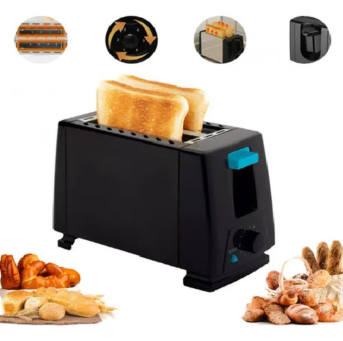 Tostador 2 Rebanada De Pan Desayuno 6 Niveles Negro 110v Varios