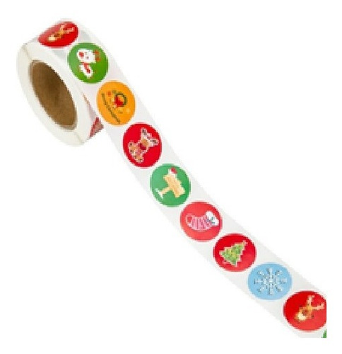 Stickers En Rollo De 100 De Navidad, Adhesivos