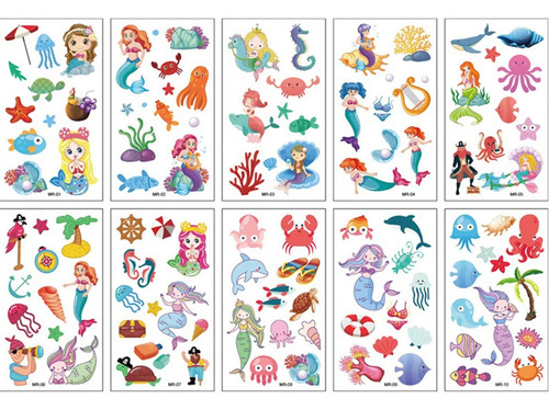 Tatuajes Temporales Tattoo Sirena X10 Planchas Souvenir