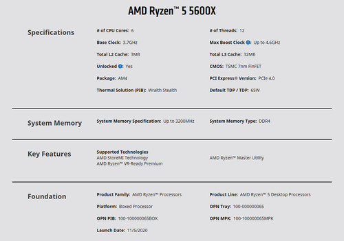 Procesador Ryzen 5 5600x Con Disipador Wraith Prism (rgb) (Usado)