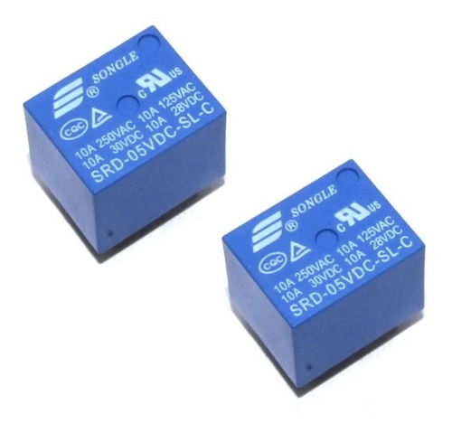 Kit 2x Rele Srd-05vdc-sl-c 5v 5 Pin 110/220vac 30vdc Arduino