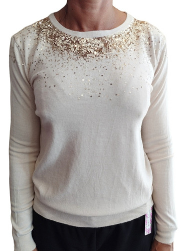 Sweater Mujer Bordado Lentejuelas Brillos Noche