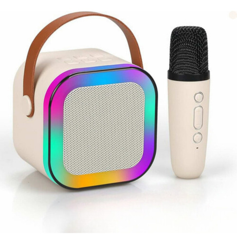 Caixinha Microfone Bluetooth S/ Fio Karaokê Com Led Rgb Bvlt Cor Branco 110v/220v