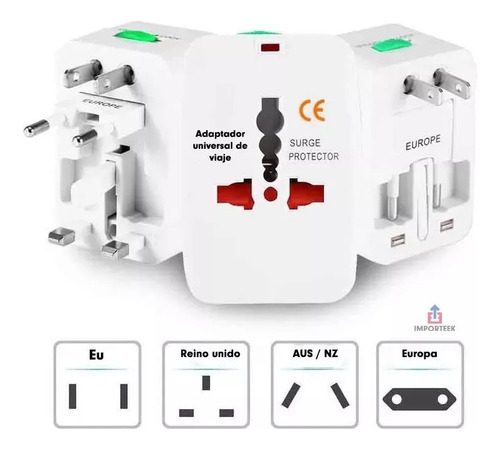 20pz Adaptador Convertidor Clavija Corriente Universal Viaje