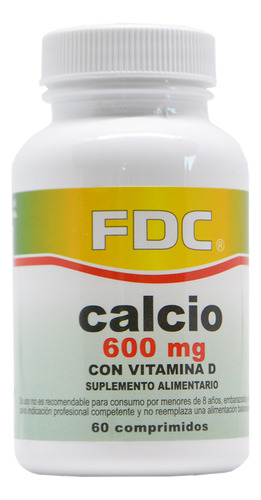 Calcio 600 Mg + Vitamina D X 60 Comprimidos Sabor Sin Sabor
