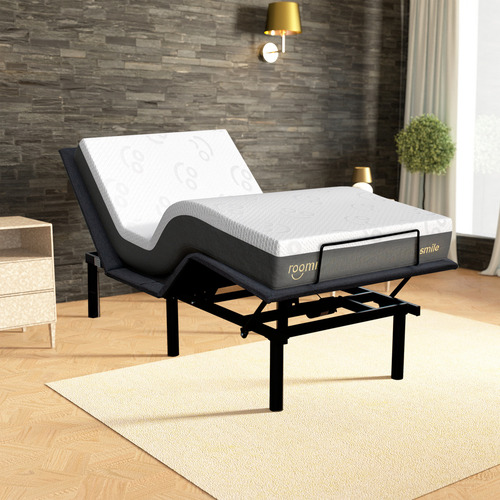 Colchón Queen Size Roomi Smile Memory Foam + Cama Eléctrica Color Gris Oscuro