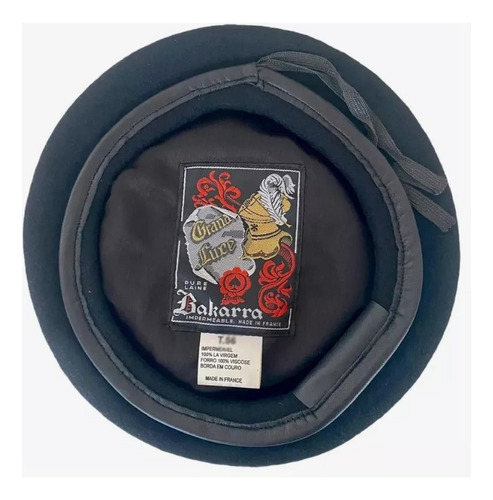 Boina Francesa Militar Preta Bakarra Original Tamanhos Preto 56