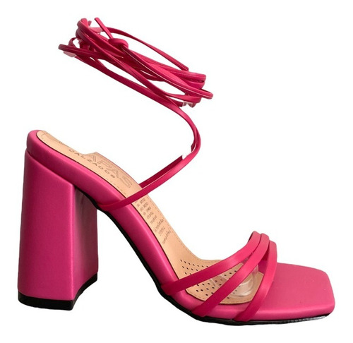 Sandalias Con Tacon Y Tiras Fucsia Chinitamb