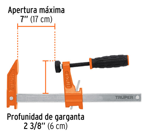 Prensa Tipo F Apertura 6 Uso Ligero Truper Antiderrapante