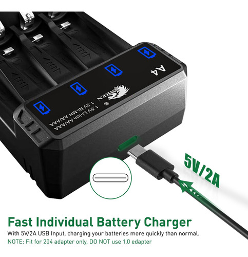 Cargador De Batería Aa Aaa De Litio Y Nimh Usb-c