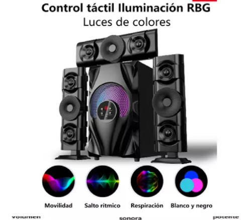 Sistema De Audio 3.1 Con Luz Radio Fm Bluetooth Sonido 3d Negro