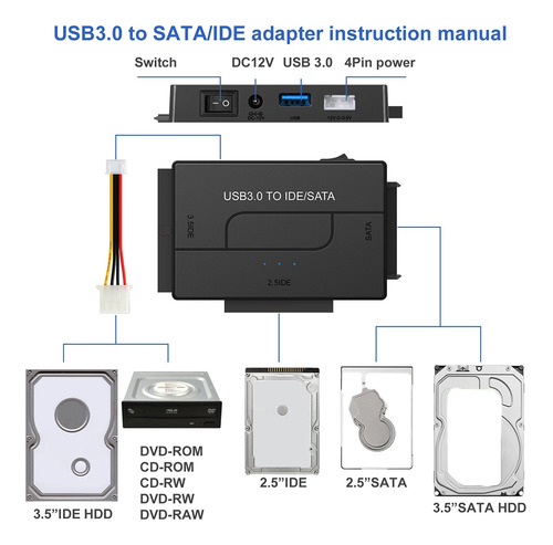 Imagen 5 de 9 de Adaptador / Usb 3.0 Adaptador Ide Compatible Con Usb 1.1 /