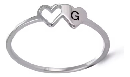 Anillo Inicial Con Corazón Calada En Plata 925 Y 6 Al 30 (luego De La Compra Se Confirma)