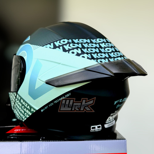 Casco Moto Negro Flow Verde Abatible Thunder Kov Certificado