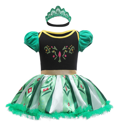 2025 Rompero Frozen Anna Princess Con Diadema, Disfraz De