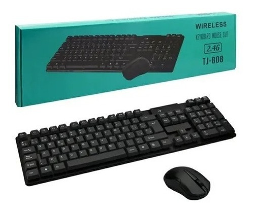 Kit Teclado Mouse Usb Inalambrico 2.4 Español Negro Elegante