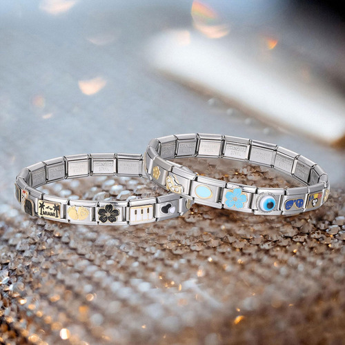Mz Conjunto De Pulseiras Italianas, 2 Pulseiras De Ouro E