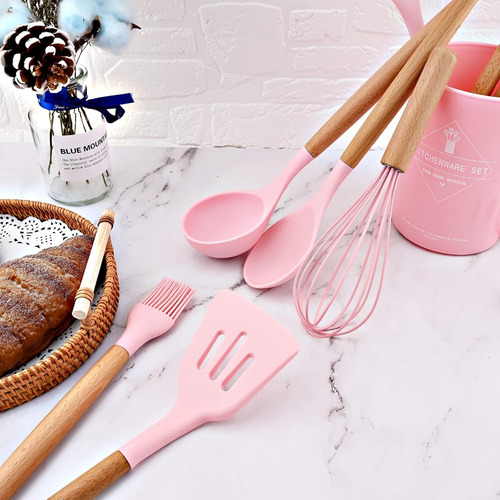 Cocina Utensilios Kit 12 Pzas Rosa Juego De Utensilios De Co
