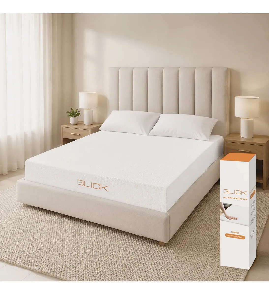 Imagen de Colchón Matrimonial Memory Foam 135x190 cm Blanco Blick en Caja