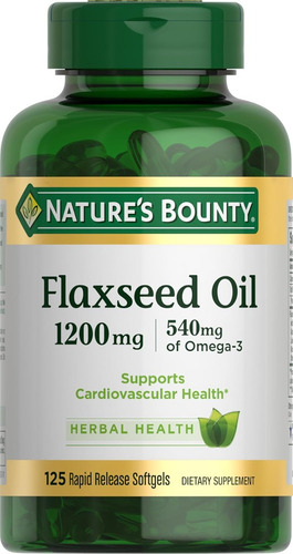 Aceite De Linaza 1200 Mg Nature's Bounty 125 Cápsulas Sin Sabor