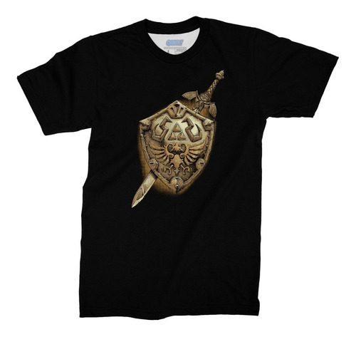 54 Playera Nintendo Zelda Escudo Hylian Dorado 