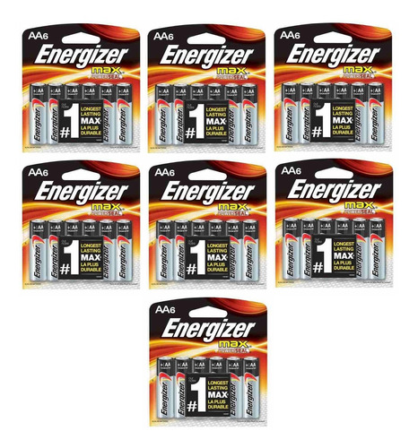 7 Cartelas De Pilha Alcalina Aa 1,5v Max Energizer