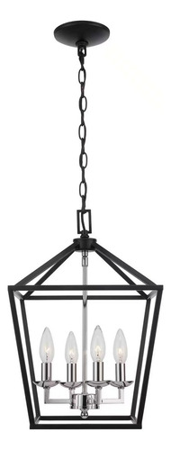 Lampara Techo 4 Luces Estilo Rustico Negro Mate 12 Pulgadas