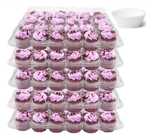 24 Compartimentos Mini Contenedores Para Cupcakes Juego De 5
