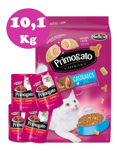Primogato Castrado 10.1 Kg + 4 Sachet De Pate