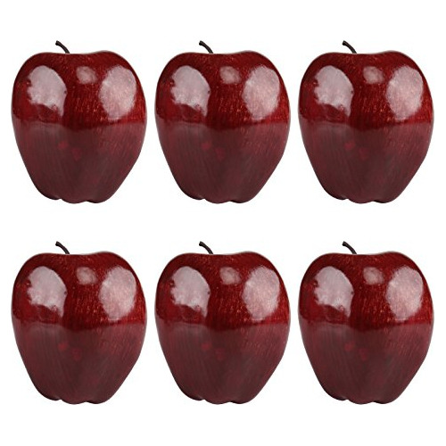 6 Piezas De Manzanas Rojas Artificiales Decoración De ...