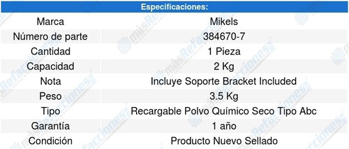 Extintor Recargable De Emergencia 2kg Mikels