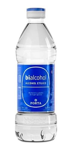 Alcohol Etilico Alimenticio Al 96% 500ml Bialcohol Porta