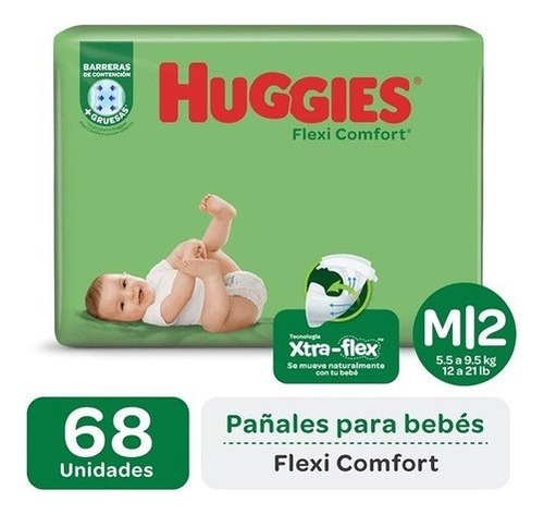 Pañales Huggies Flexi Comfort M 68 U