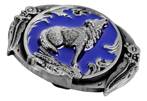 Fivela de cinto de cowboy com design Howling Wolf, M