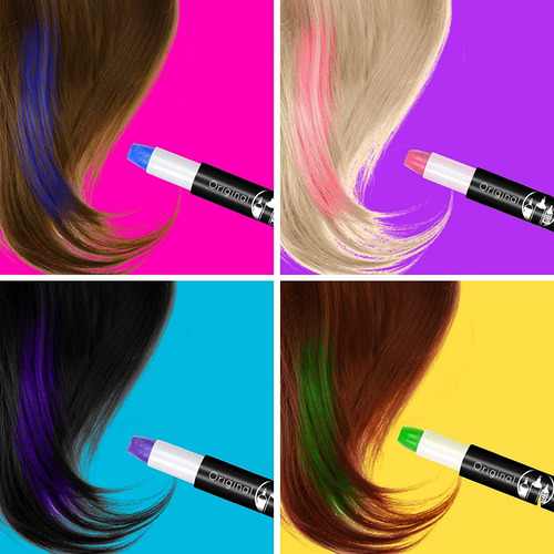 Imagen 5 de 10 de Tizas De Colores Para Pintar Cabello Maquillaje Para Niñas