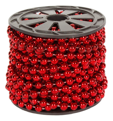 Rollo Cuenta Redonda Collares Fiesta Septiembre 9m Mylin 1pz Color Rojo Metal