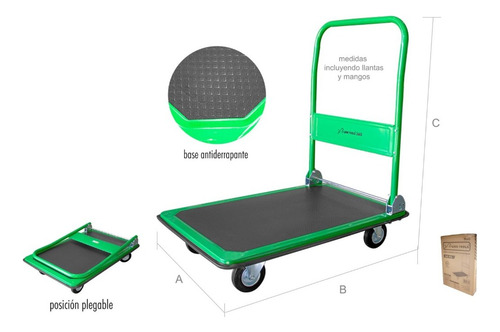 Carrito Plegable De Carga Plataforma Diablito 300 Kg Acero