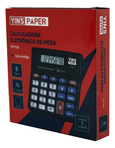 Calculadora De Mesa Eletrônica 8 Dígitos Visor De Lcd