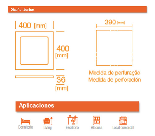 Imagen 3 de 5 de Panel Embutir Led 30w Osram Luz Día Cuadrado 40x40 E631