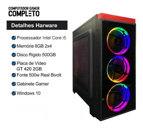 Imagem 1 de 4 de Pc Gamer Completo I5 8gb Hd 500 Placa De Video Monitor Hdmi