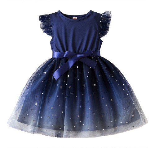 Vestido De Tul Para Niña, Casual, Con Estrellas Brillantes A