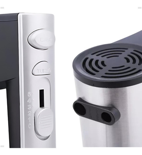 Batedeira Profissional Bek KH-1234 De Mão Inox Bolo Elétrica Portátil 5 Velocidades 127V Potente 4 Ganchos