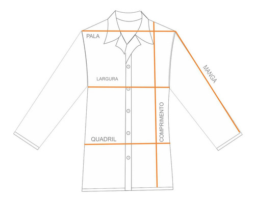 Imagem 5 de 7 de Jaleco 3/4 Plus Size Unissex Oxford Branco Mangas Compridas
