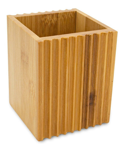 Porta Cepillo Vaso Baño Madera Bambo Color Marrón claro