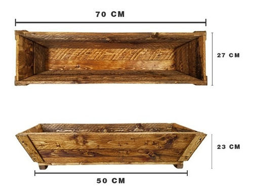 Imagen 7 de 7 de Maceta De Madera Tipo Jardinera De 70 Cm De Largo Color Roble