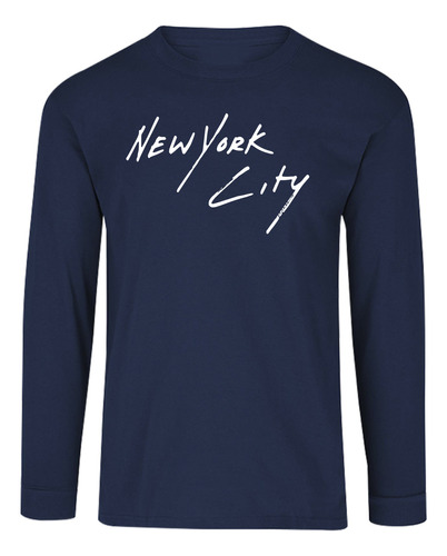 Playera Manga Larga Para Hombre New York City Estilo Casual