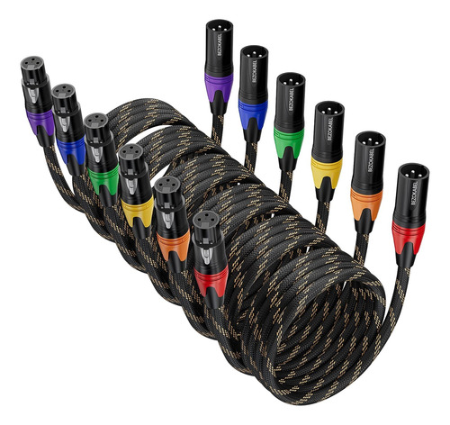 Cable Xlr, Cable De Micrófono De 25 Pies, Paquete De 6, Tren