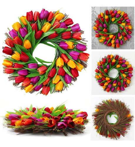 Guirnalda De Pared Colgante Con Tulipanes De Primavera Para