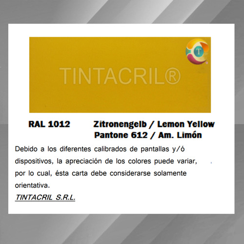 Pintura Epoxi Ral 1012 Kit X 4.5 Lts. Amarillo Limón Brillante