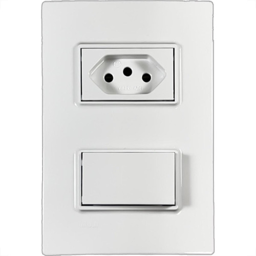 Conjunto Ilumi Vivaz Branco Com Placa 1 Simples + Tomada 10a